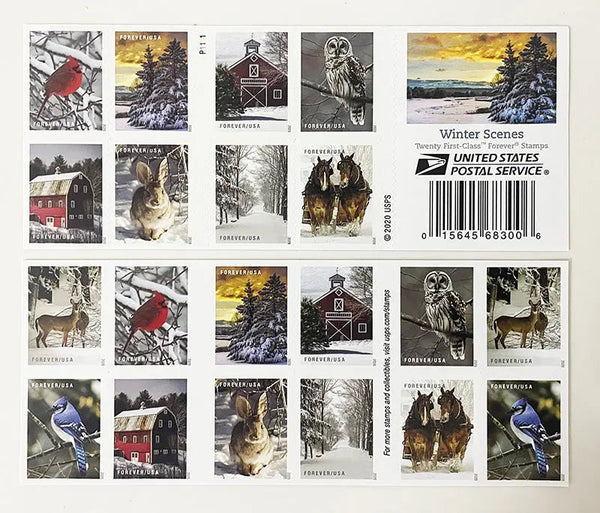Winter Scenes Forever Postage Stamps USPS