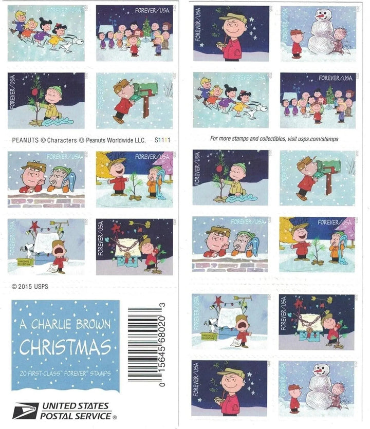 A Charlie Brown Christmas Forever First Class Postage Stamps USPS