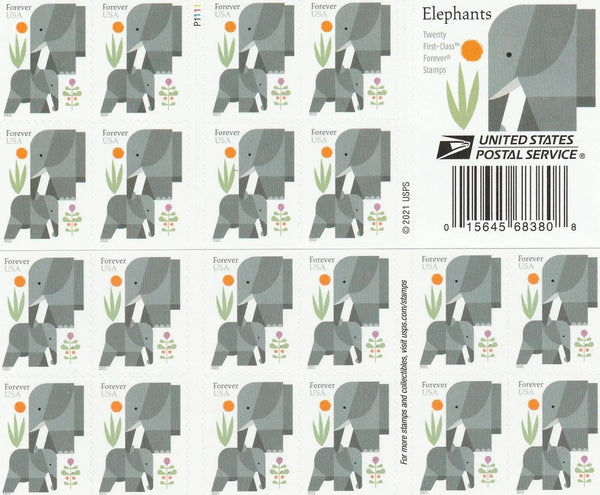 USPS Cartoon Elephants Star Forever First Class Postage Stamps USPS