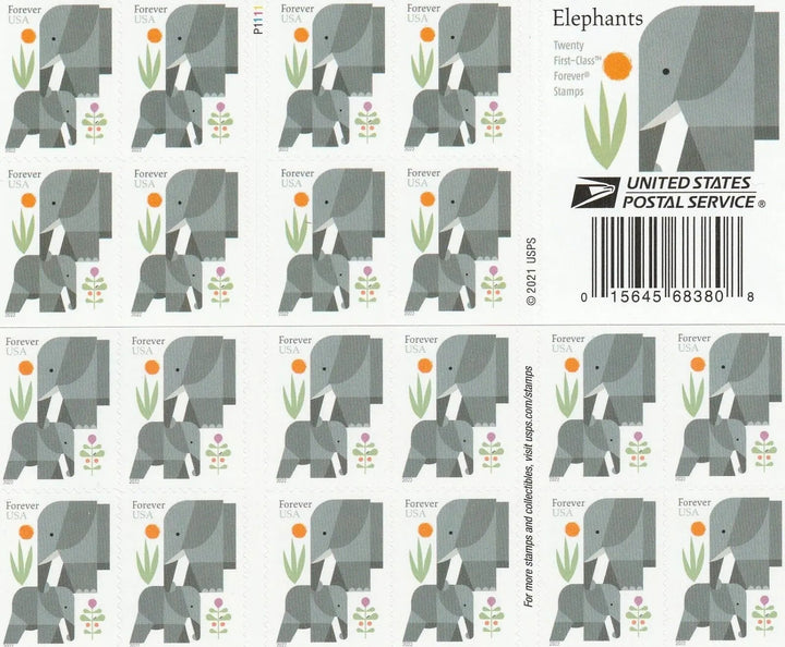 USPS Cartoon Elephants Star Forever First Class Postage Stamps USPS