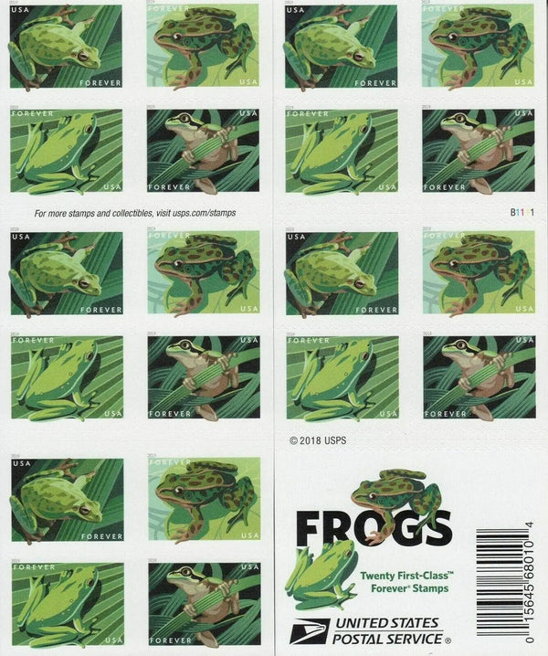 USPS Frogs Forever First Class Postage Stamps USPS