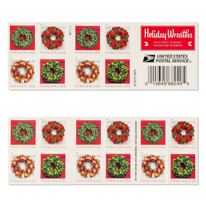 USPS Holiday Wreath Forever First Class Postage Stamps USPS