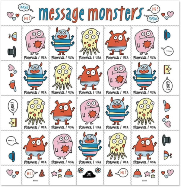 Message Monsters Forever Postage Stamps Ready to Bring a Smile to Your Mail USPS