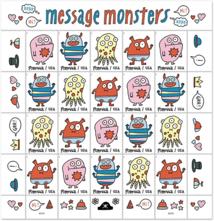 Message Monsters Forever Postage Stamps Ready to Bring a Smile to Your Mail USPS