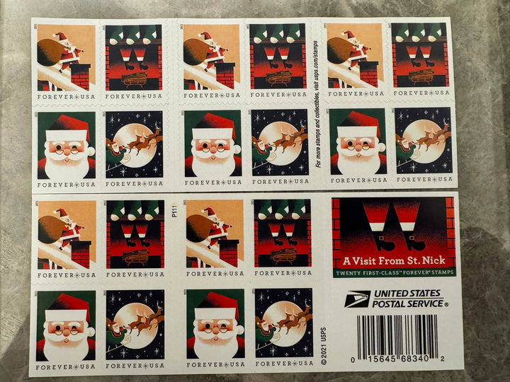 A Visit From St. Nick 2021 USPS Forever First Class Postage Stamps USPS