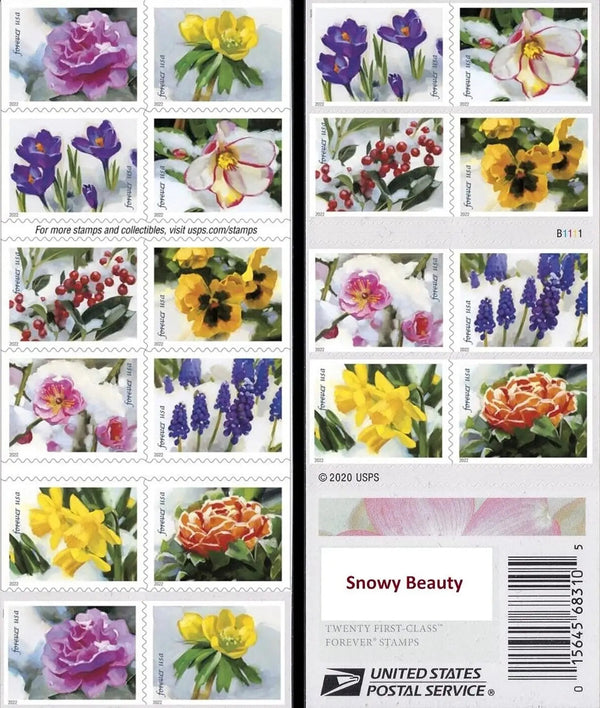 USPS Snowy Beauty Bloom Forever First Class Postage Stamps USPS