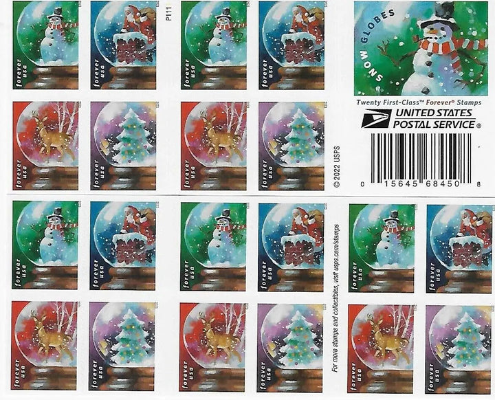 Snow Globes USPS Forever First Class Postage Stamps USPS