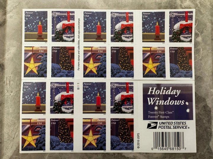 USPS Holiday Windows Forever First Class Postage Stamps USPS