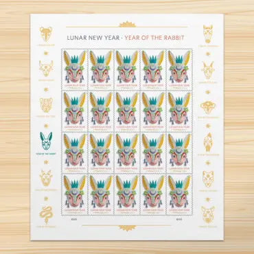 Year of the Rabbit Stamp Celebrates Lunar New Year Forever First Class Postage Stamps USPS