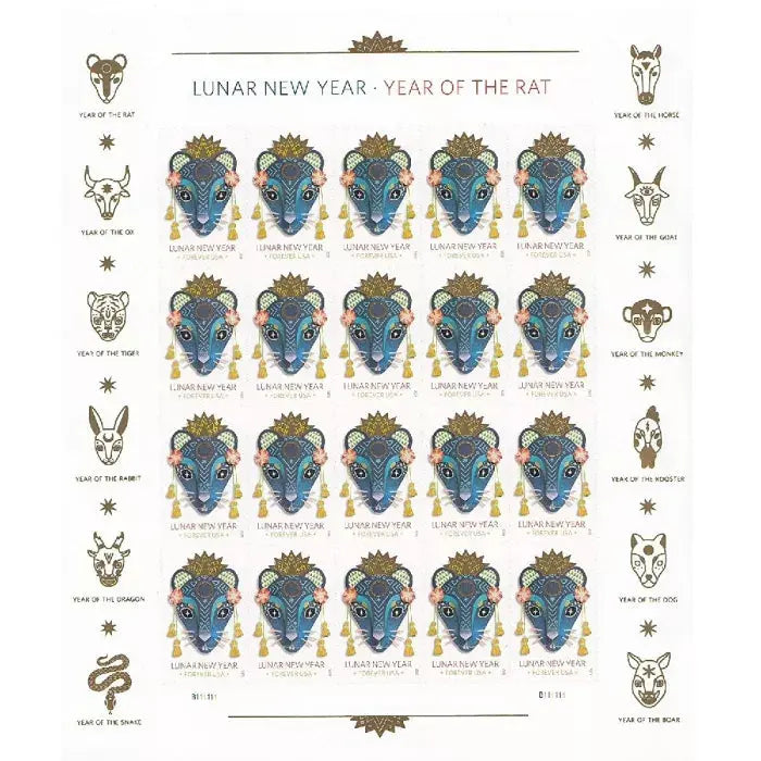 Year of the Rat Celebrates Lunar New Forever Postage Stamps USPS